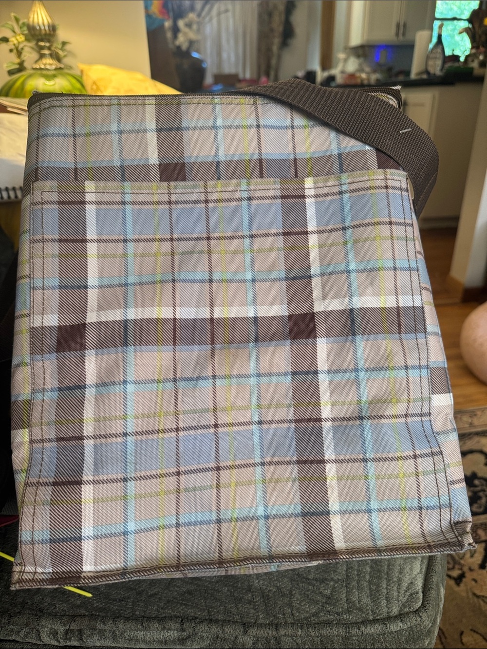 thirty-one Plaid Lunch Satchel in Blue, Brown & White